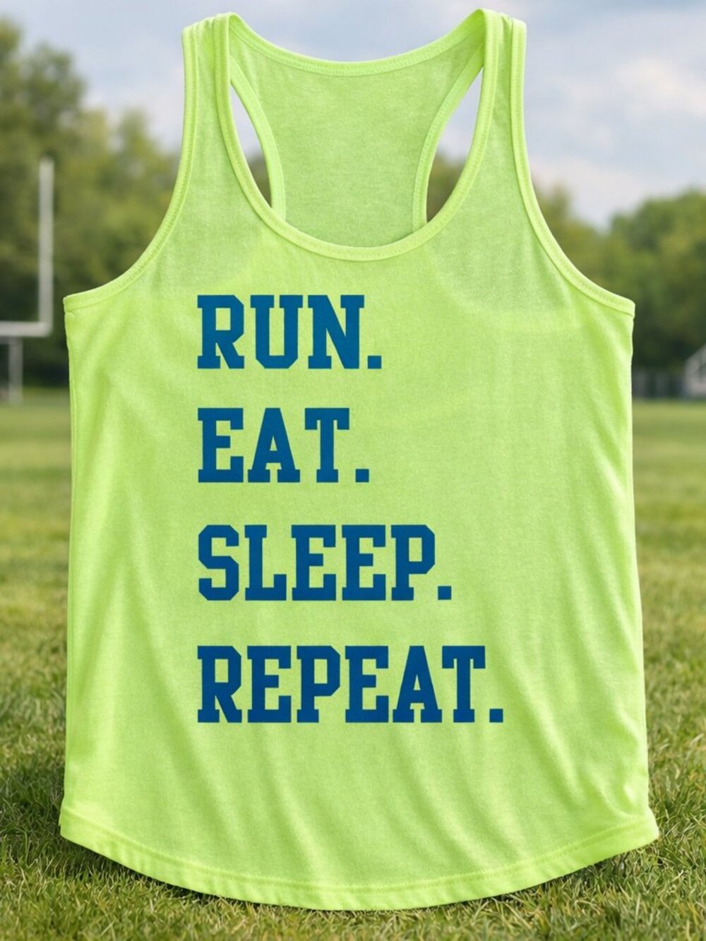 Yellow Racerback Tank Motivational Graphic Workout Top Gym Fitness Running